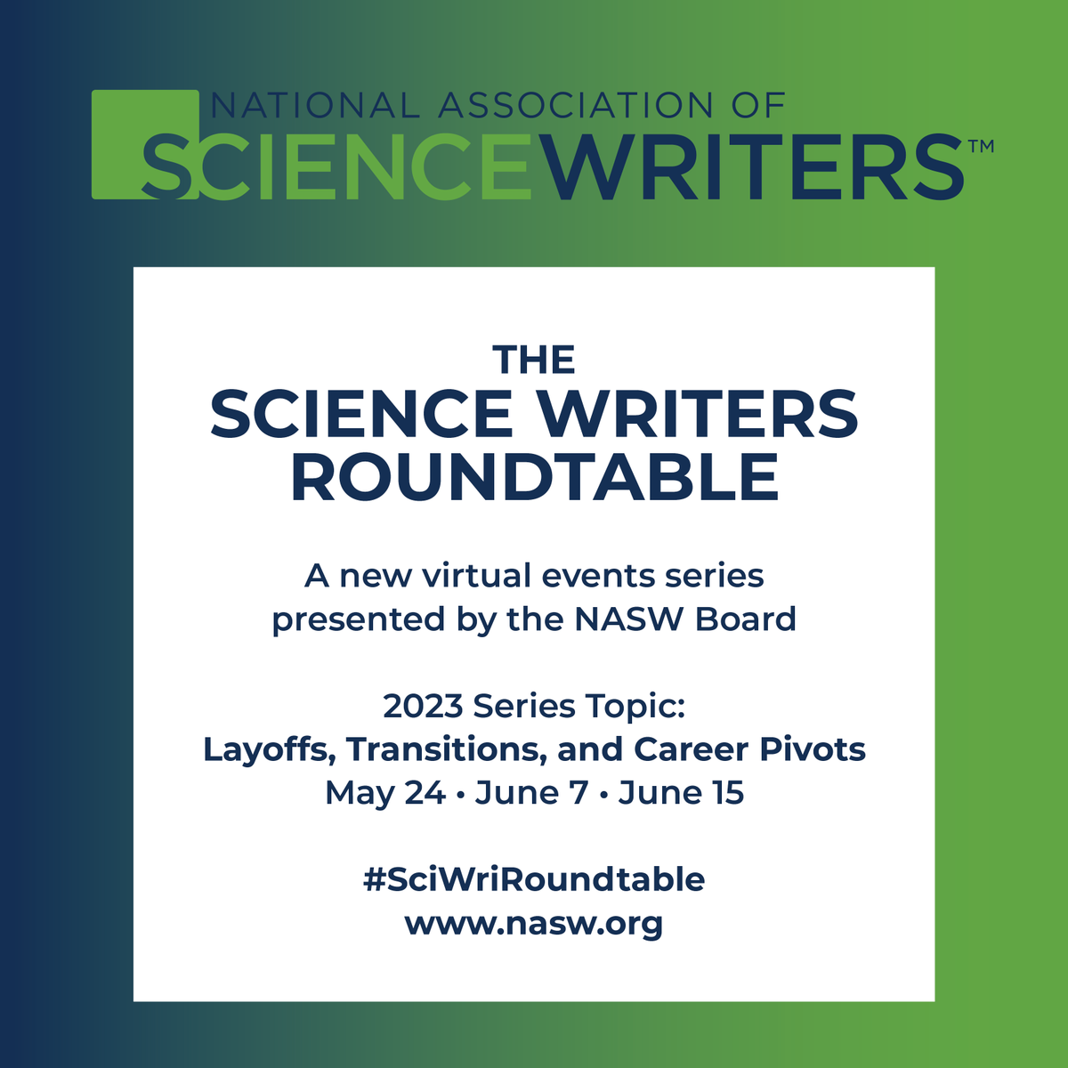 REGISTER: Join us 5/24 for a #SciWriRoundtable showcasing some of the options available within science writing for journalists looking to export their storytelling skillsets. Featuring @sandeeprtweets @chanapa_t <a href="/helenfields/">Helen Fields</a> <a href="/philipyam/">Philip Yam</a> @tidepoolsinc. RSVP: nasw.org/events/nasw-sc…