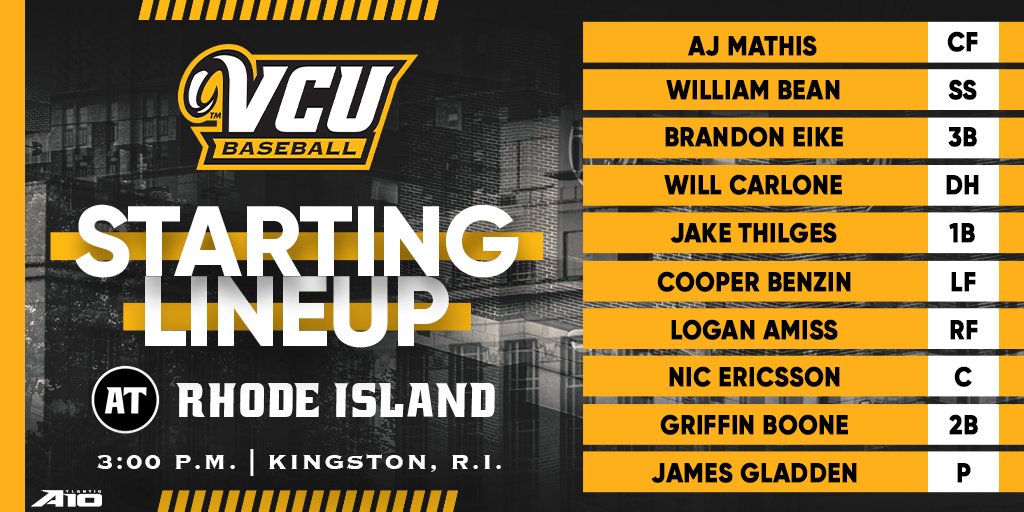 Lineups are in and we are just about ready to play ball!!!

📺 es.pn/3MCXjDb 
📊 bit.ly/435mVhp 

#LetsGoVCU