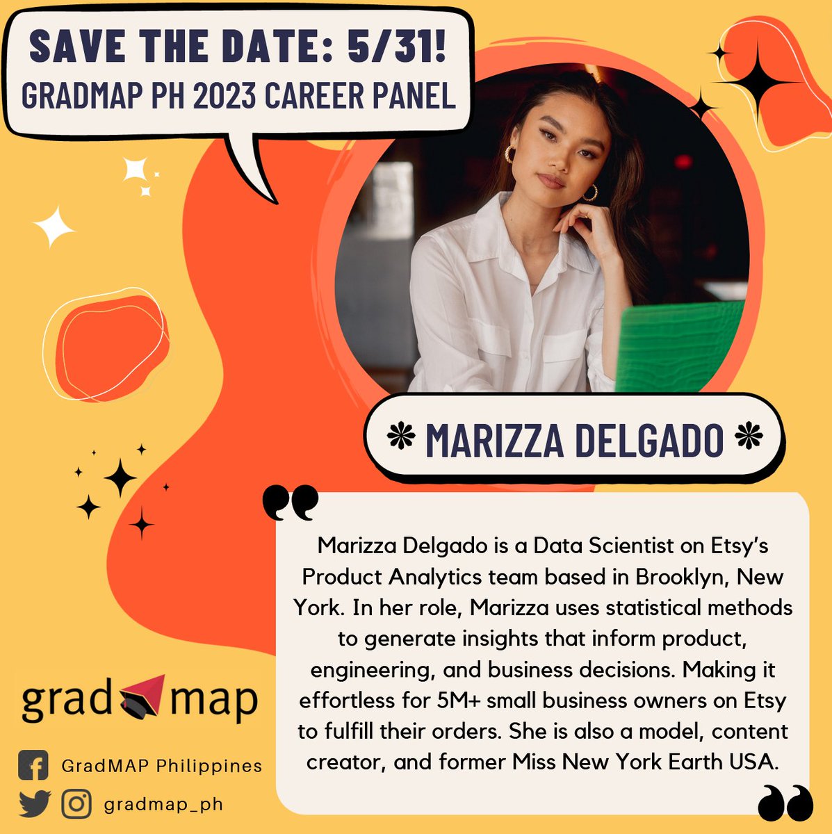 gradmap_ph's tweet image. From physics to social marketing analytics, 
from Runway AI to strutting on the actual runway, we’ve got a lot more in store for you!
Meet two more from our #GradMAPCareerPanel2023, and don’t forget to register NOW!
📍bit.ly/gradMAPcareer

#sciencePH #career #mentorship