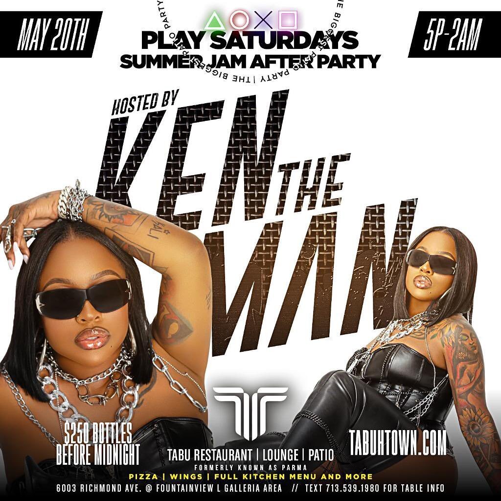 whereisindmix's tweet photo. @imkentheman hosts Summer Jam Afterparty @tabu.houston @parma_htx This Saturday + @richcustoms All White Birthday Bash at P.L.A.Y Saturdays at TABU. DM @indmix1 for Info &amp; Tables https://t.co/F7d0qhUQns https://t.co/TZo9zGS2uY