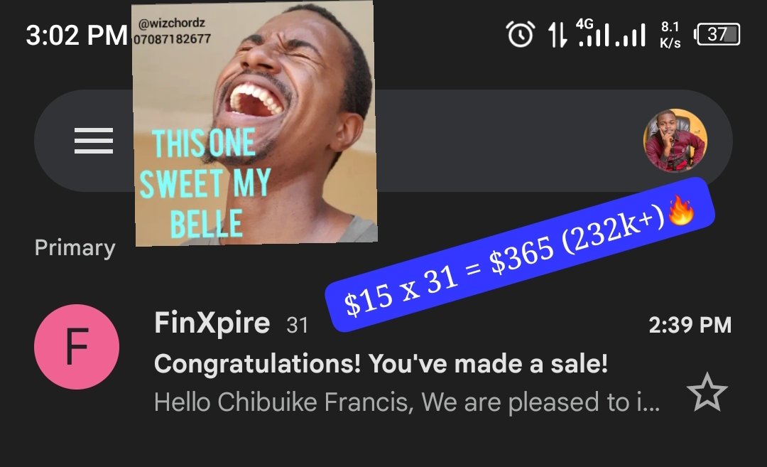 PrinceOfMaketin's tweet photo. Where's my bosses @abiodunayobami_ @_SamsonOlaleye help me o 😱
Affiliate marketing don dey carry me dey go where I don know o 🤭
Over $365 #232k made in 4 days just by pressing my smartphone under @FinXpire 🔥 https://t.co/0R47kOMJnK
