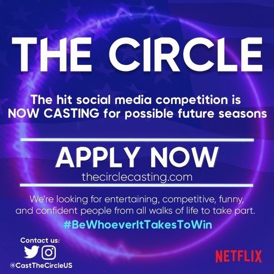 joey_sasso's tweet photo. Want to be on The Circle?! Here’s your chance! Go apply now 🤟🏻 https://t.co/tA1TvgWb9q