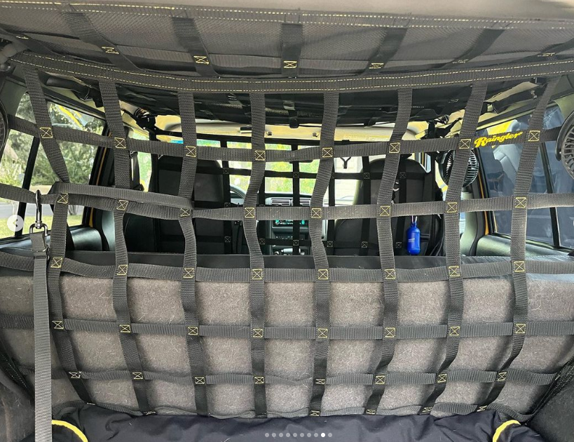 RainglerNets's tweet photo. Not only are Raingler Nets built tough, but they can also be built CUSTOM! Match your material color &amp; stitching to your ride's interior, choose different material types, add on extra straps &amp; more! You can also customize all of our dog products. 
#barriernets #customnets https://t.co/NwslYOwb8Q