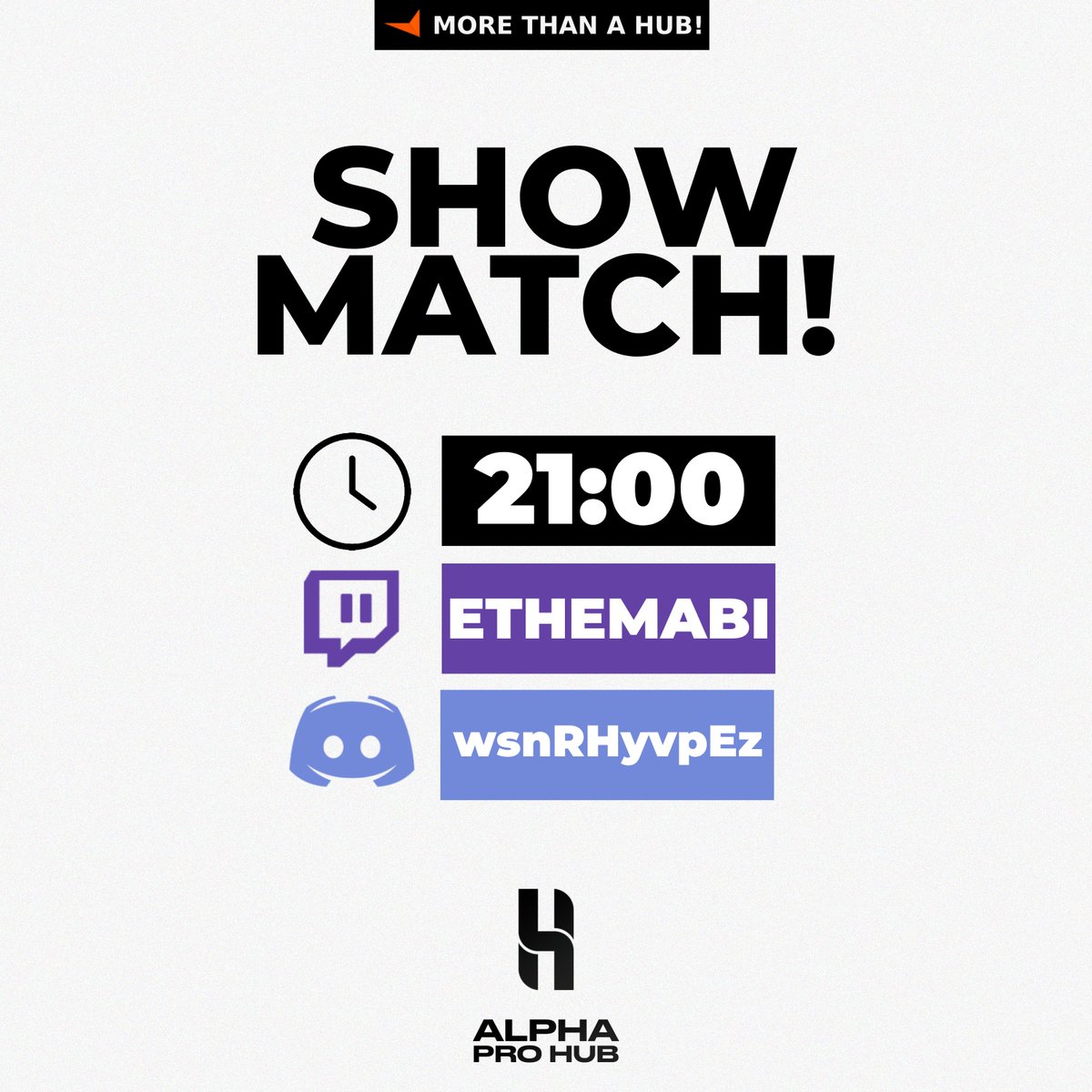 Kutsal geleneğimiz olan ''Show Match'' etkinliğine hepiniz davetlisiniz🔥 

Şu anda Discord adresimize gir, kayıt ol ve maç aratmaya başla!👈

Usta Caster <a href="/EthemCaster/">EthemAbi</a> bu gece bize eşlik edecek⚔️

🕘21:00 
📺twitch.tv/ethemabi 
🔗discord.gg/wsnRHyvpEz