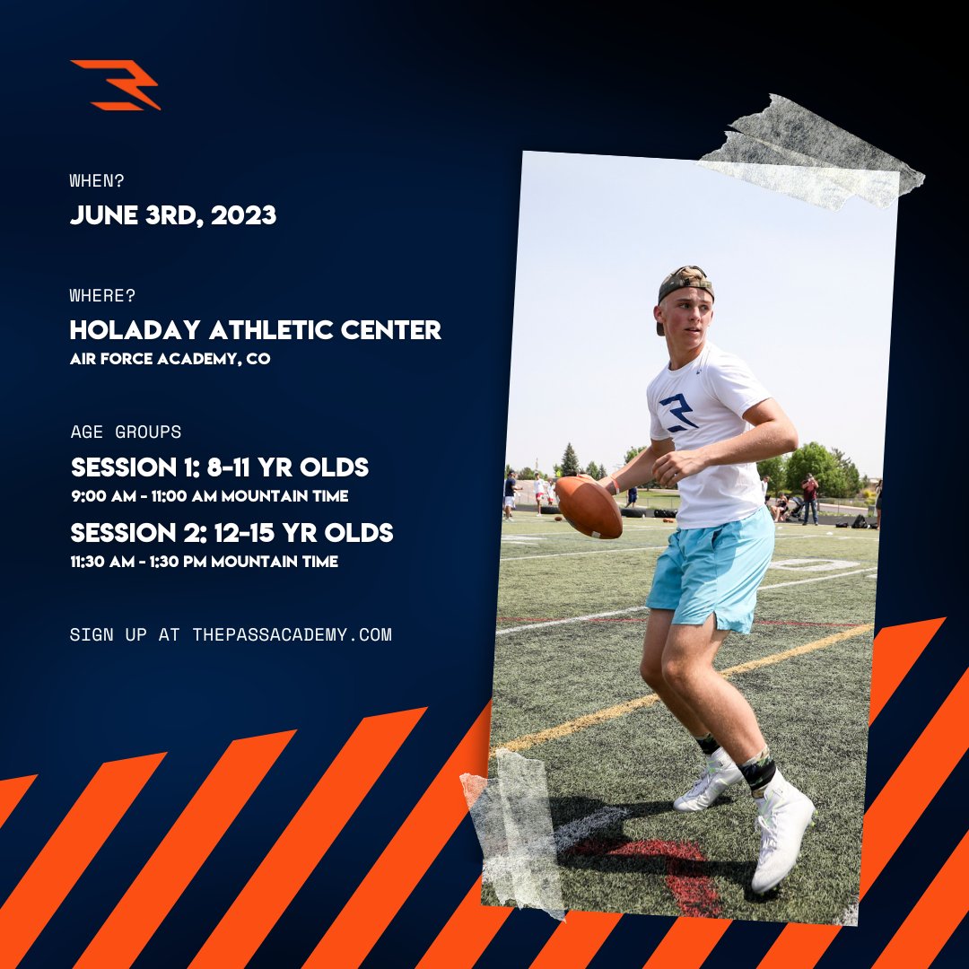 Russell Wilson Passing Academy (@rwpassacademy) on Twitter photo We are coming to Colorado Springs, CO this Summer! Come hang out with us on June 3rd, 2023 at the Air Force Academy.
Meet <a href="/DangeRussWilson/">Russell Wilson</a>, learn the basics of football, and make some great memories. It’s gonna be a BLAST. 🔥💥
Sign Up Here: thepassacademy.com We are coming to Colorado Springs, CO this Summer! Come hang out with us on June 3rd, 2023 at the Air Force Academy.
Meet <a href="/DangeRussWilson/">Russell Wilson</a>, learn the basics of football, and make some great memories. It’s gonna be a BLAST. 🔥💥
Sign Up Here: thepassacademy.com