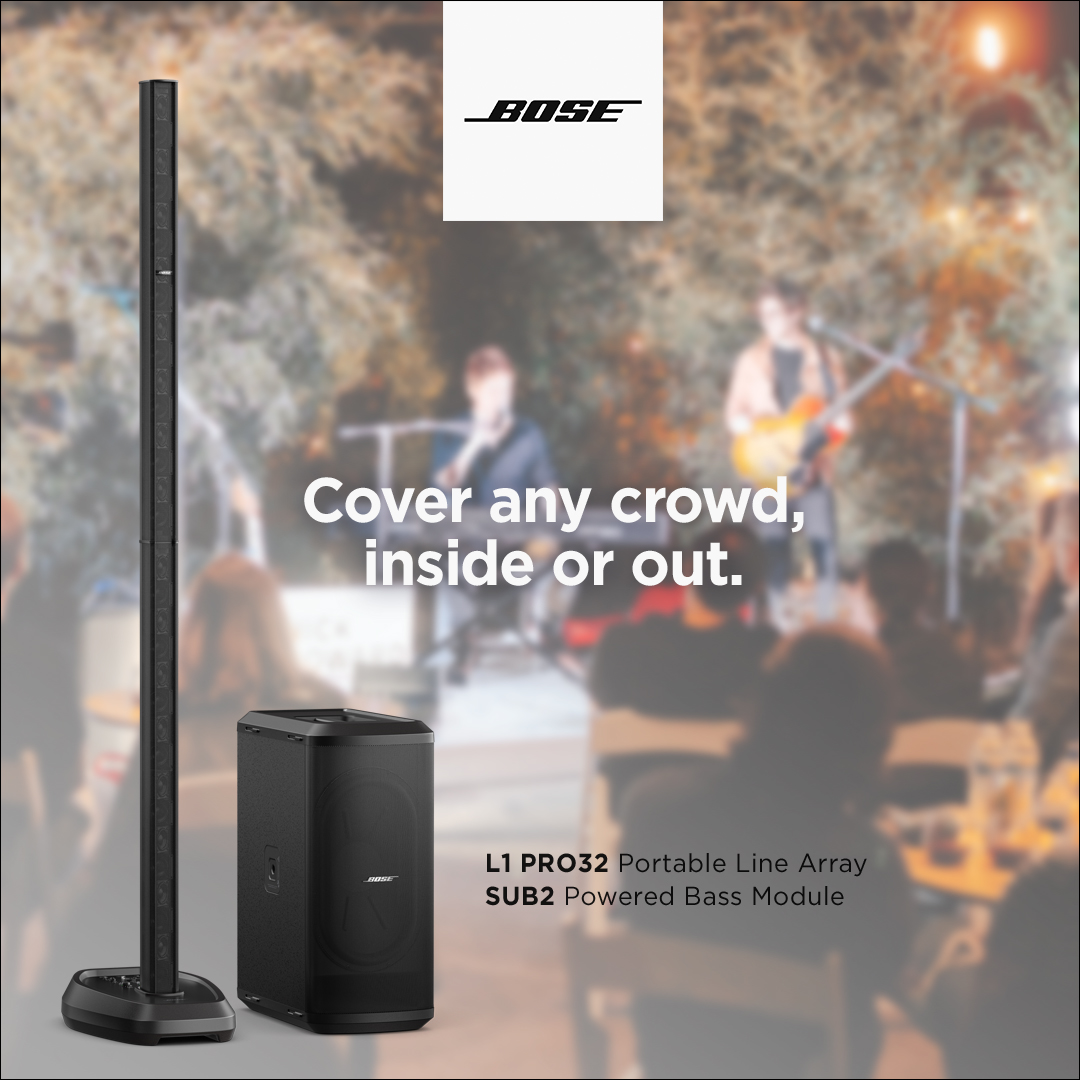 AmericanMusical's tweet photo. The @Bose L1 Pro32 combined with the Bose Sub1 subwoofer, features a high-excursion RaceTrack driver. Sub1 is a more compact, portable option. The slim design means you get the full impact of a conventional subwoofer without the cumbersome size. #Bose #L1Pro32 #livesound #AMS https://t.co/bNSxixpxiI