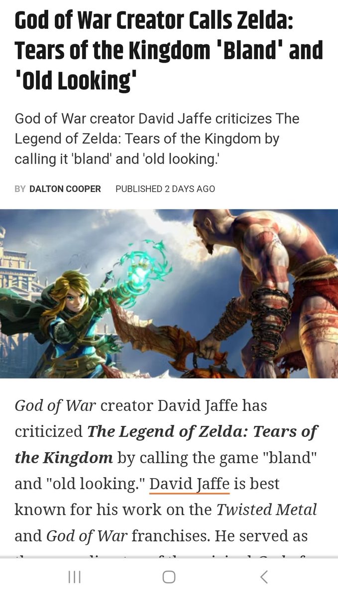 BasemChikiban's tweet photo. @davidscottjaffe are you jealous or sth? Or trying to be famous by trash talking an entity you'll never be like🤣  Btw, Zelda TOTK makes Ragnarok look like a mobile game. 🤣
#Nintendo #ZeldaTearsOfKingdom #GodOfWarRagnarok https://t.co/OUX3BMRHaU