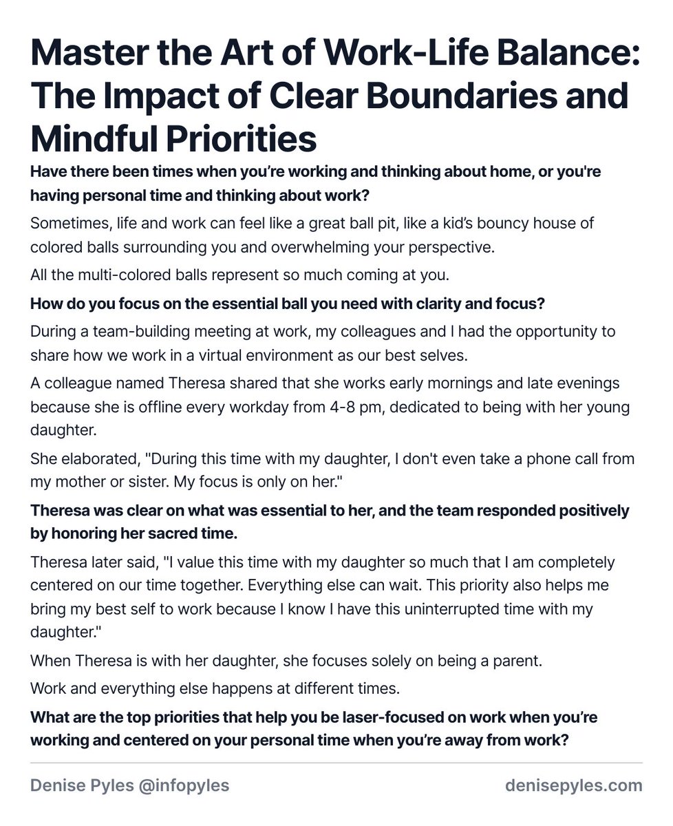 What are your "must-haves" where you will not compromise, and how does this help you bring your best self to work?

#ship30for30
#tweet100
#buildinpublic