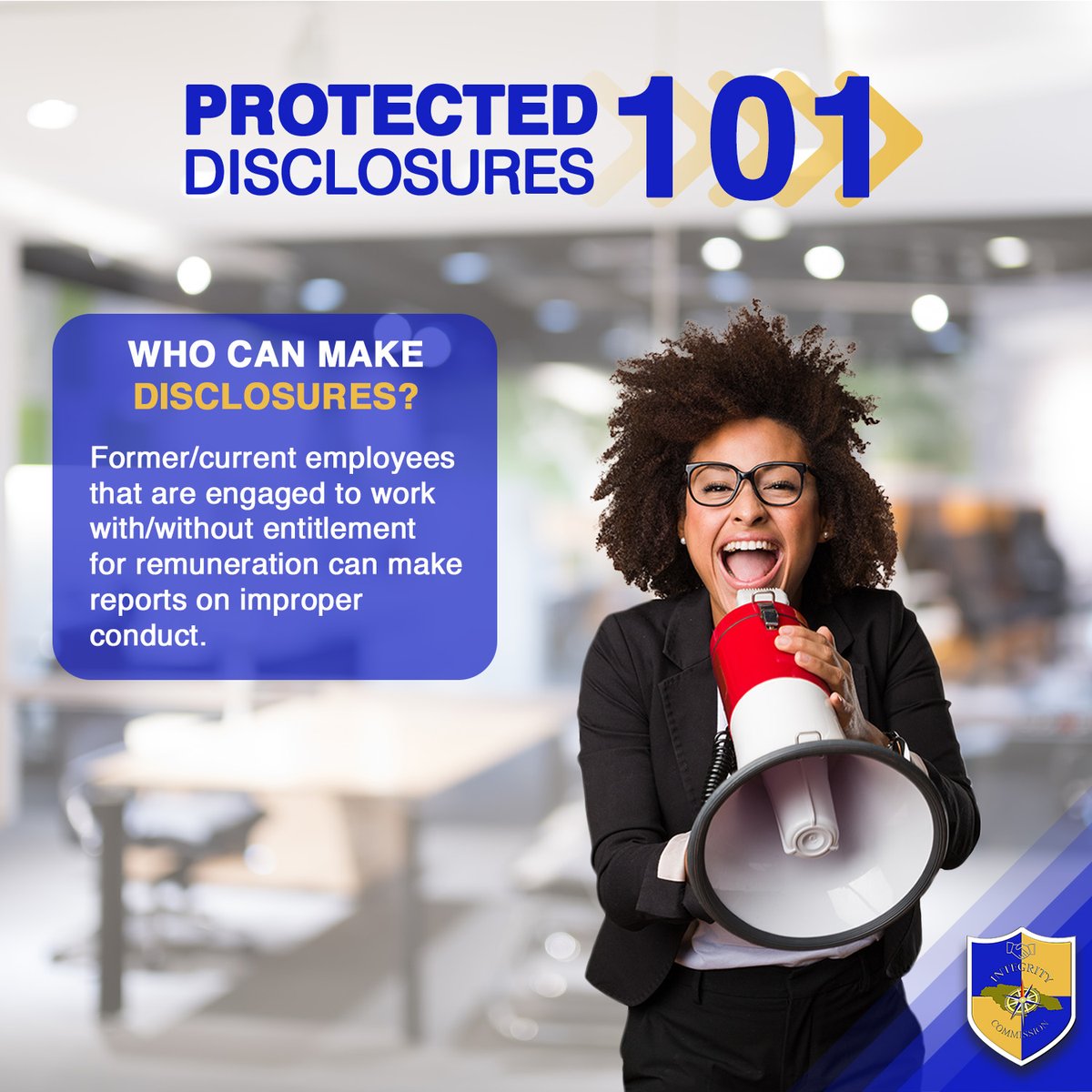 JISNews's tweet photo. Both former and current employees can make protected disclosures by reporting improper conduct.
Learn how you can assist in the fight against corruption at https://t.co/O3GaRJRHSO.
@integrityja
#protecteddisclosures #integritycommission #whistleblower #cancelcorruption https://t.co/Y7XG654LdD