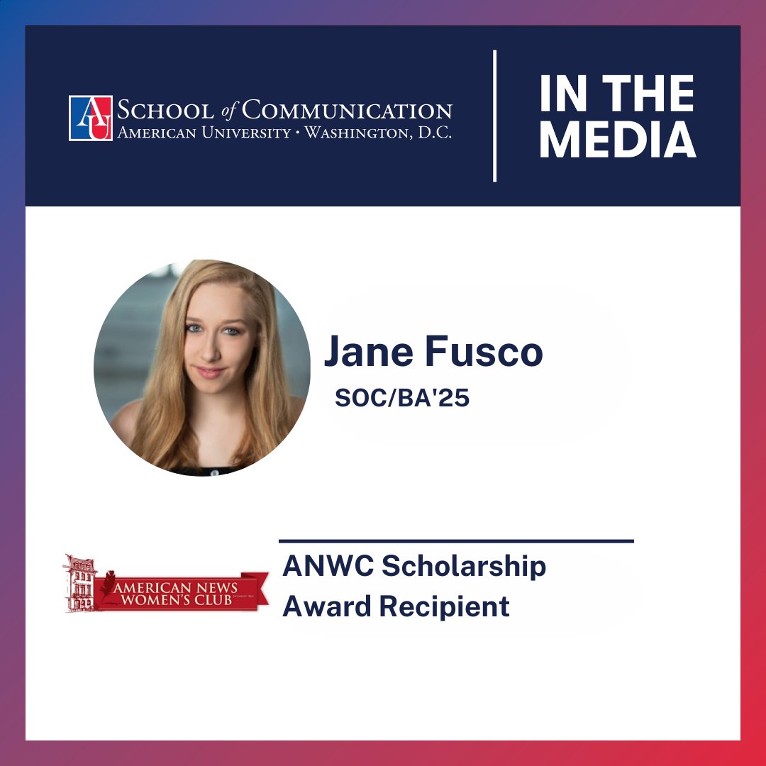 Journalism students Syedah Asghar & Jane Fusco have been selected to receive scholarship awards from the @NewsWomensClub in DC! This is the first time two students from @AmericanU have been selected for these annual scholarship awards from ANWC for college journalists. Congrats!