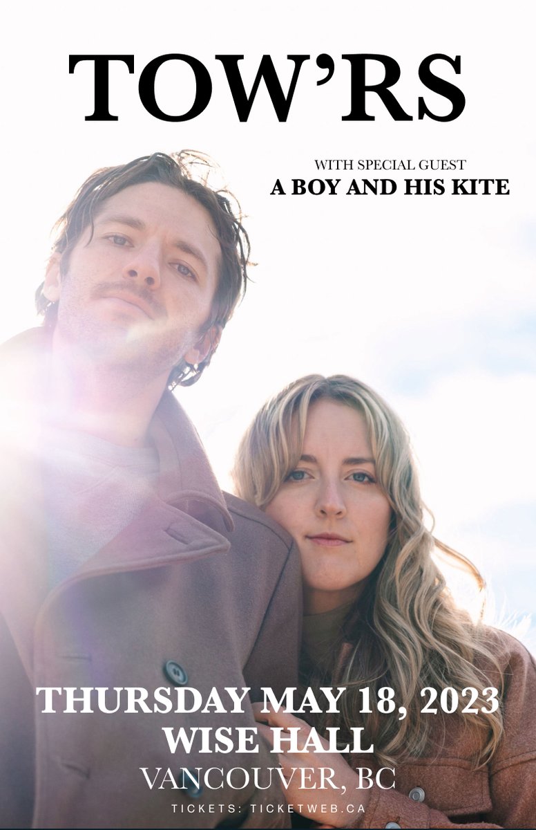 Timbre Concerts (@timbreconcerts) on Twitter photo TONIGHT! ✨ <a href="/towrsmusic/">Tow'rs</a> with <a href="/aboyandhiskite/">A Boy and His Kite</a> @ WISE HALL #Vancouver ✨ Doors 7pm, Show 8pm
Tickets available online and at the door
Link: ticketweb.ca/event/towrs-a-… TONIGHT! ✨ <a href="/towrsmusic/">Tow'rs</a> with <a href="/aboyandhiskite/">A Boy and His Kite</a> @ WISE HALL #Vancouver ✨ Doors 7pm, Show 8pm
Tickets available online and at the door
Link: ticketweb.ca/event/towrs-a-…