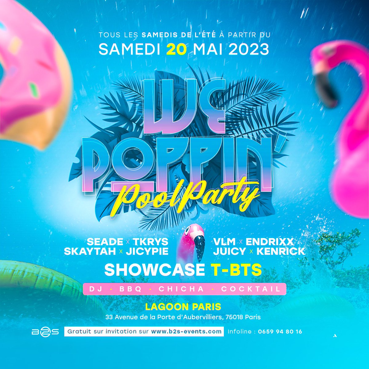 C’est la dernière ligne droite 😏🥂.

On vous donne rendez-vous Samedi pour la première édition de la We Poppin Pool Party🍾 🏝️. 

Venez nombreux et de bonne humeur pour l’événement qui marquera le début de l’am bi ance de votre été 💃🏿.