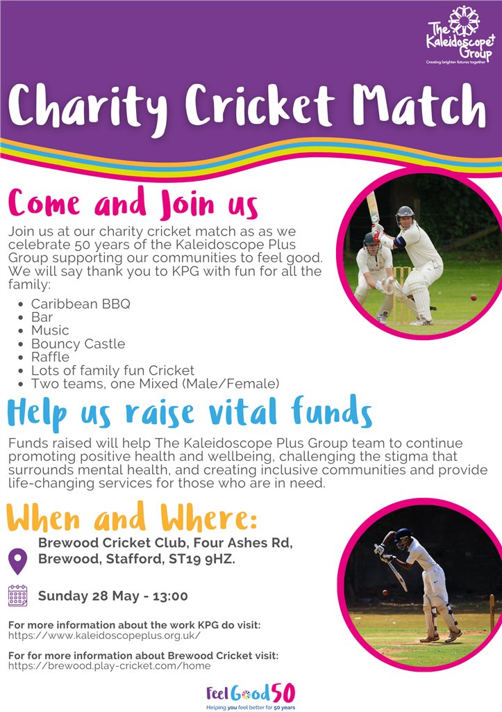 Kaleidoscope_PG's tweet photo. Exercise is something proven to help with managing #anxiety and helping improve your #MentalHealth

With this in mind, we are launching our Charity Cricket Match next week to both celebrate #MentalHealthAwarenessWeek and #FeelGood50!

Details are below, hope to see you there🏏❤️ https://t.co/cTcMkpKL0D