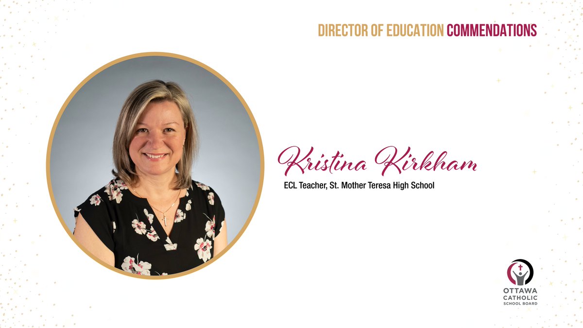 Ottawa Catholic School Board (@ottcatholicsb) on Twitter photo ✨ Kristina is well-known and well-respected system-wide for her outstanding work in Special Education and is a pillar of the <a href="/MotherTeresaHS/">St. Mother Teresa High School</a> community. Congratulations on your Director of Education Commendation Award! 🎉 #ocsbJoy ✨ Kristina is well-known and well-respected system-wide for her outstanding work in Special Education and is a pillar of the <a href="/MotherTeresaHS/">St. Mother Teresa High School</a> community. Congratulations on your Director of Education Commendation Award! 🎉 #ocsbJoy