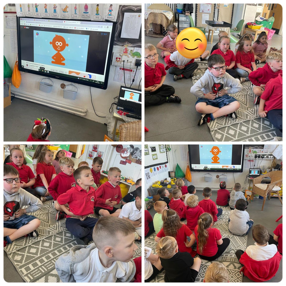 BubsyTownhill's tweet photo. #tcsyear1 Mental Health Awareness Week🥰🤍This week’s activities, meditation 🧘♀️, belly breathing, eating meals with friends, thinking about our feelings and emotions, having quiet time and discussing things that make us happy&activities outdoors 😃 #TCSHW https://t.co/lLdvzO2iwf