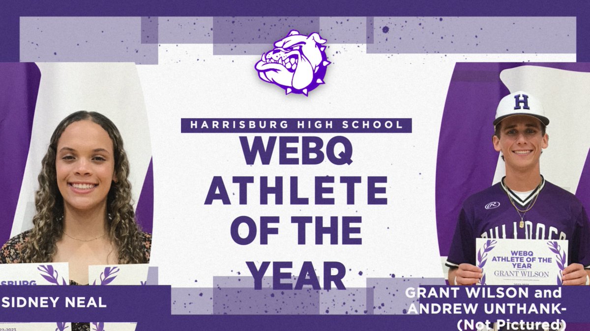 Hbg_Athletics's tweet photo. Congratulations to Harrisburg High School Lady Bulldog and Bulldog Athletes, Sidney Neal, Grant Wilson, and Andrew Unthank, our 2022-2023 WEBQ Athletes of the Year Award Winners. Great Job Sidney, Grant, and Andrew! https://t.co/KVy6cqf8lD