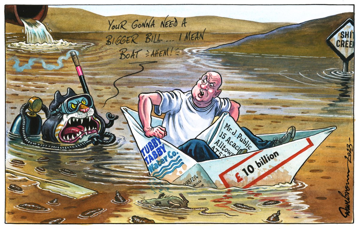 Tomorrow's @Independent cartoon... #SewageScandal  #Sewage #WaterCompanies #Water #WaterBills #MakeThePolluterPay