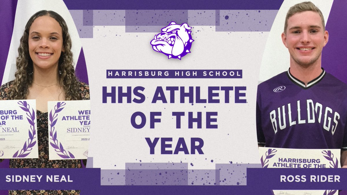 Hbg_Athletics's tweet photo. Congratulations to Harrisburg High School Lady Bulldog and Bulldog Athletes, Sidney Neal and Ross Rider, our 2022-2023 HHS Athletes of the Year Award Winners. Great Job Sidney and Ross! https://t.co/McvqVhtALo