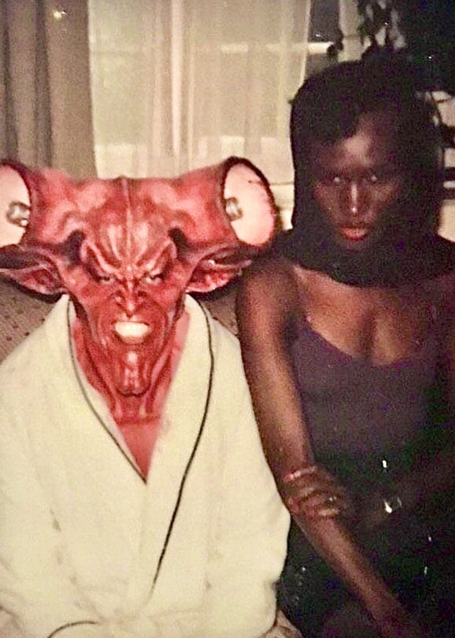 Wishing a very happy 75th birthday to Grace Jones, who in between filming A VIEW TO A KILL at Pinewood would hang out in the studio next door where Tim Curry was having his prosthetics applied for LEGEND, thus gifting us this all-timer of a moment