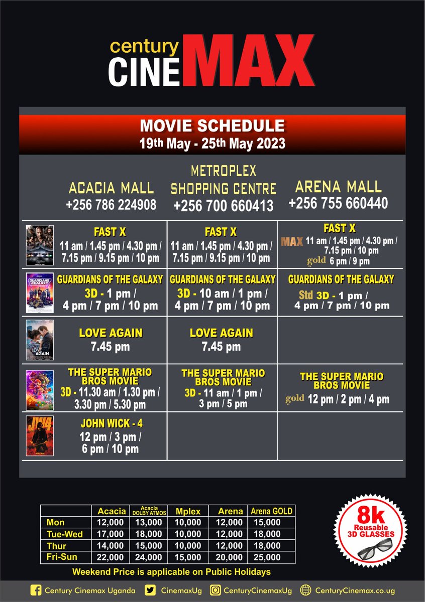 Century Cinemax Uganda on Twitter "Century Cinemax schedule 19th May