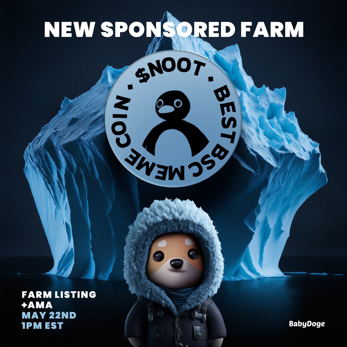 BabyDoge's tweet image. Excited to announce a new sponsored farm listing &amp;amp; trading is live for 
@nootcoinbnb 
 at BabyDogeSwap.com!

Stake: BNB/NOOT Earn: NOOT
Current APR: 11,834%  

We will also have an AMA with their team on May 22nd at 1pm EST