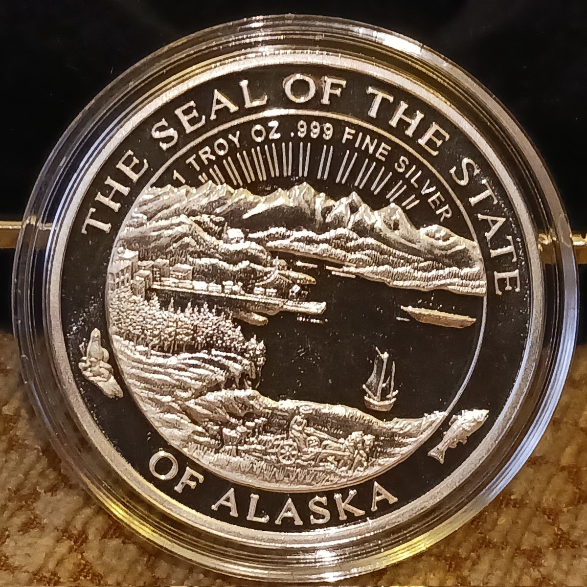 Found a souvenir coin in Ketchikan I had to have, silver Wolf! #silver #Alaska #Wolf #Ketchikan #Anniversarytrip #Alaskacruise #coincollector