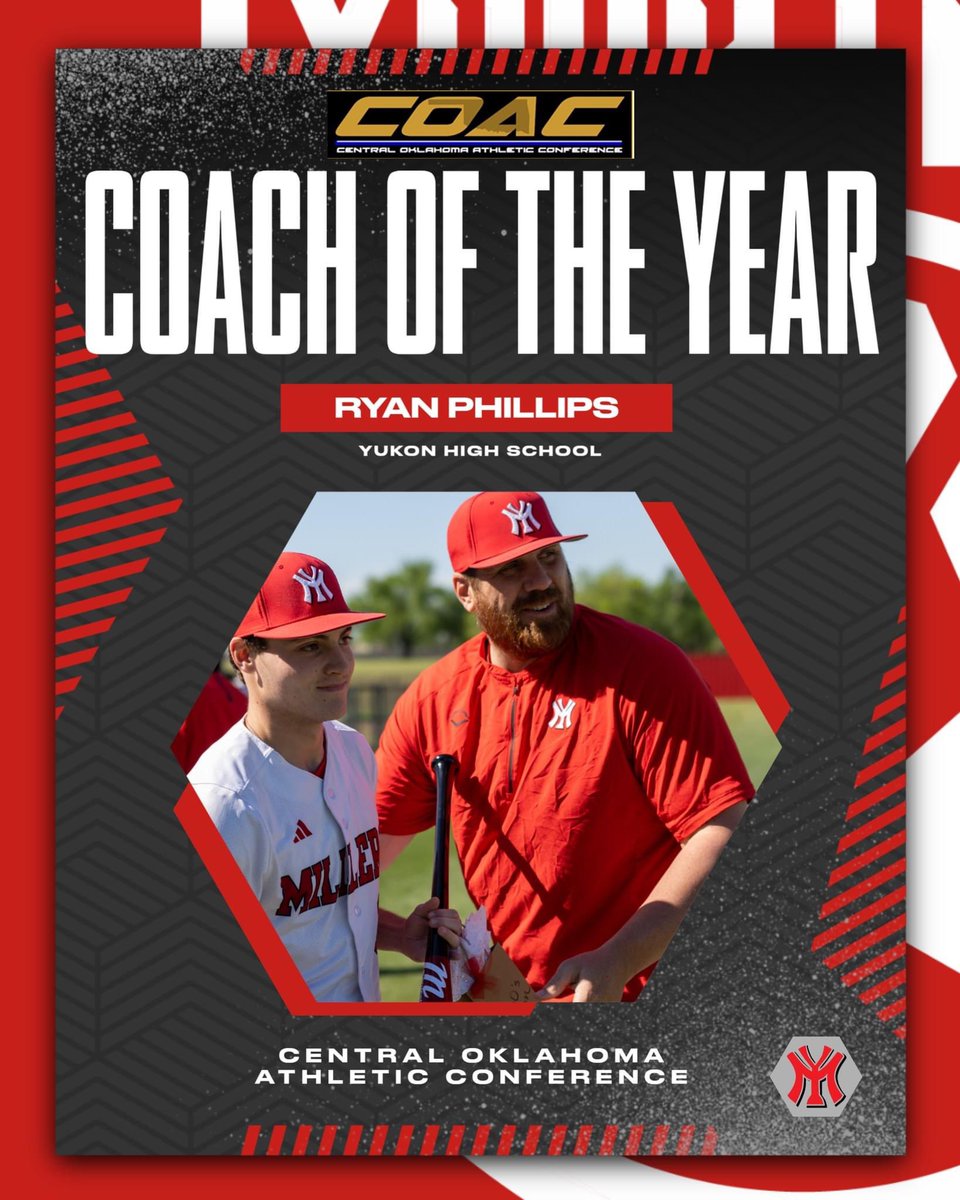 It's that first-year feeling! We are proud to announce Coach Ryan Phillips was ALSO named the Central Oklahoma Athletic Conference 2023 Coach of the Year. 
#winthephases <a href="/ryanphillips25/">Ryan Phillips</a> <a href="/YukonAthletics/">Yukon Miller Athletics</a>