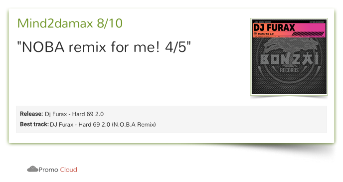 mind2damax reviewed Dj Furax - Hard 69 2.0. 8/10   <a href="/bonzaimusic/">Bonzai Progressive</a>
