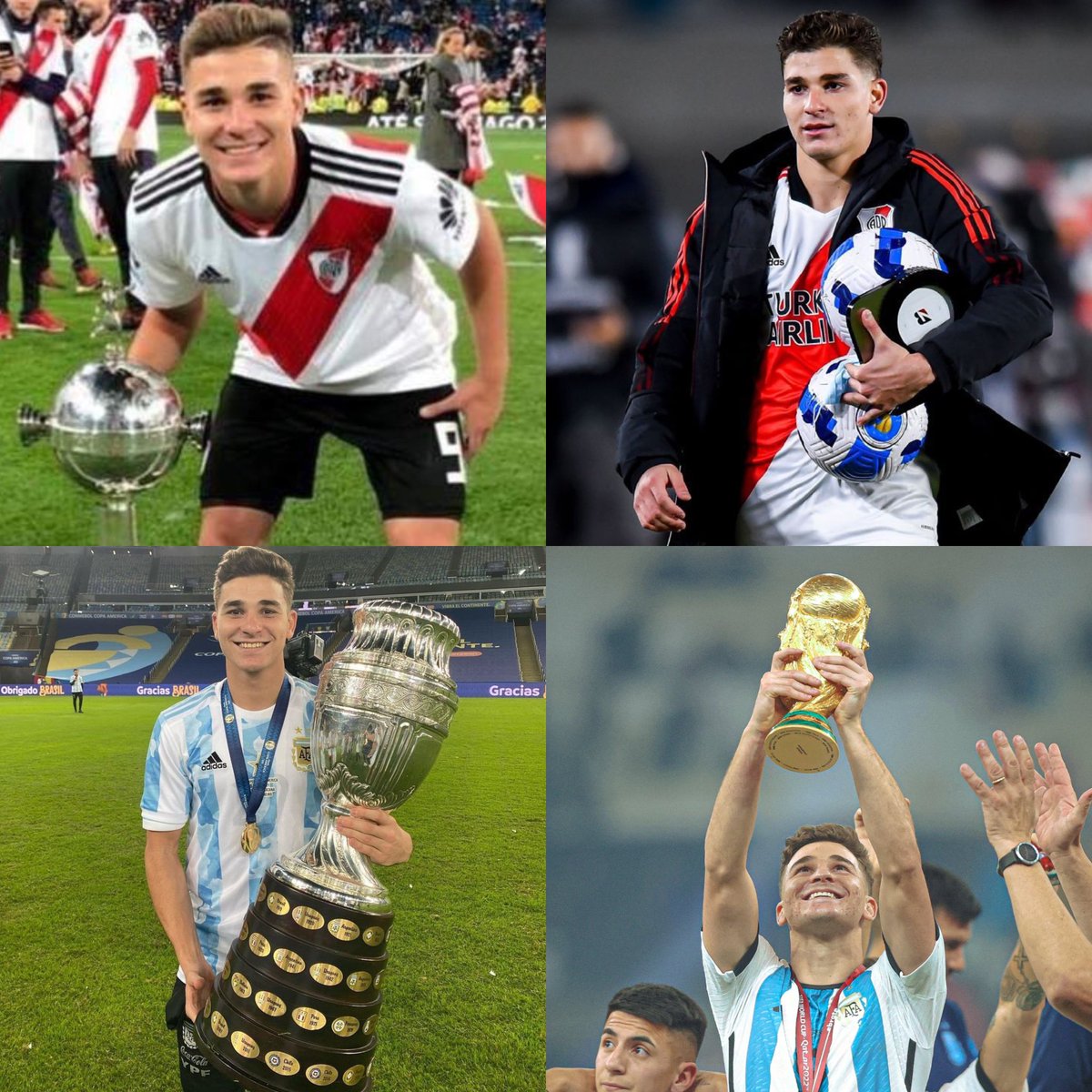 Si de jugadores ganadores hablamos, es imposible dejar de lado a este animal, Julián Álvarez debe ser de los pocos jugadores que, con tan solo 23 años, tiene los títulos más importantes del mundo. Por eso, con el amigo @expeRiver hicimos un hilo sobre él. Disfruten.

Abro hilo🧵