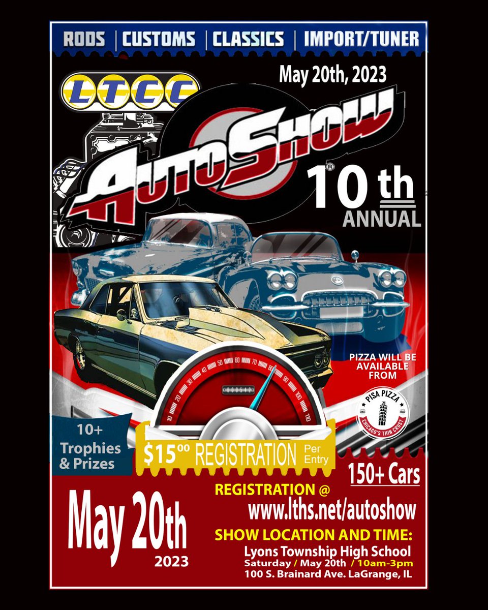 Planning anything for this weekend? Eat some Pisa Pizza while enjoying the 10th Annual LTCC Auto Show this Saturday, May 20th.

#ltcc #autoshow #lyonstownship #pizzapizzapizza #pizzaslices #events #pisapizzacountryside
