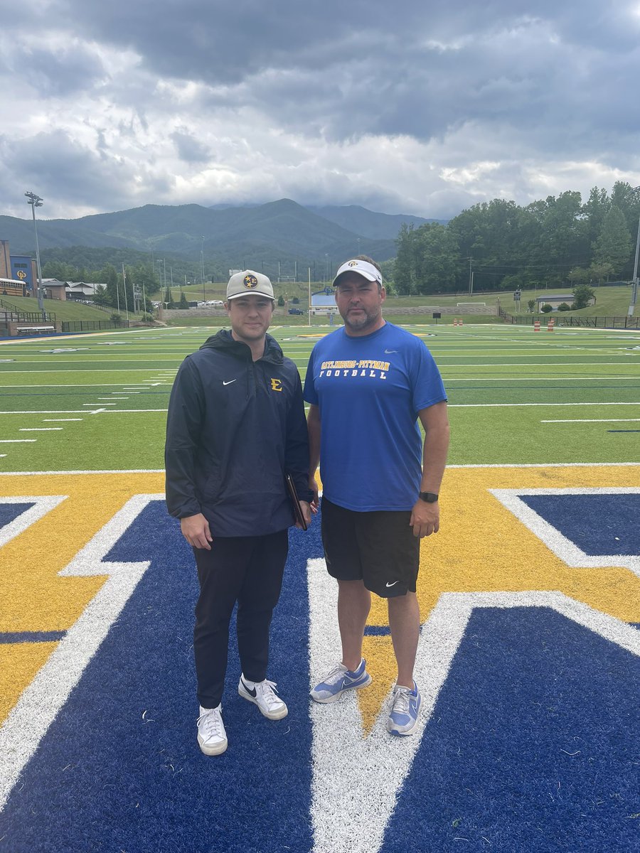 Great having Coach @lil_CoachP from @ETSUFootball here on The Mountain today recruiting our Highlanders… #WeAreGP #HighlandersPlayOnSaturday