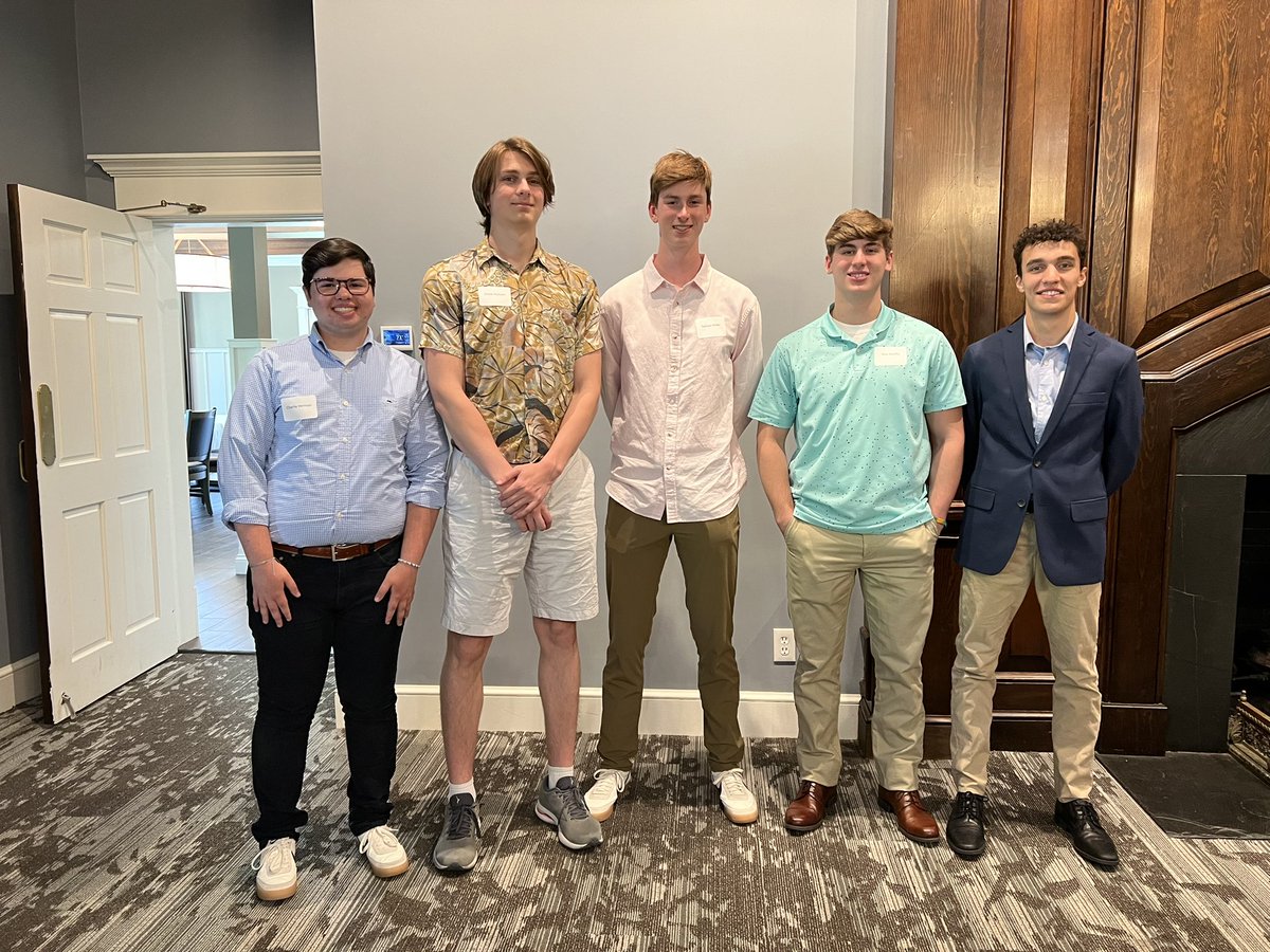 HudsonPTO's tweet photo. We loved to be able to honor our scholarship winners today! @hudsonohschools @mjm_millerm 

L-R, Charlie Herman, Grant Putnam, Nathan Miller, Max Gyurky, and Gabe Truesdail

Good luck next year, gentlemen! https://t.co/093FSN3mLX