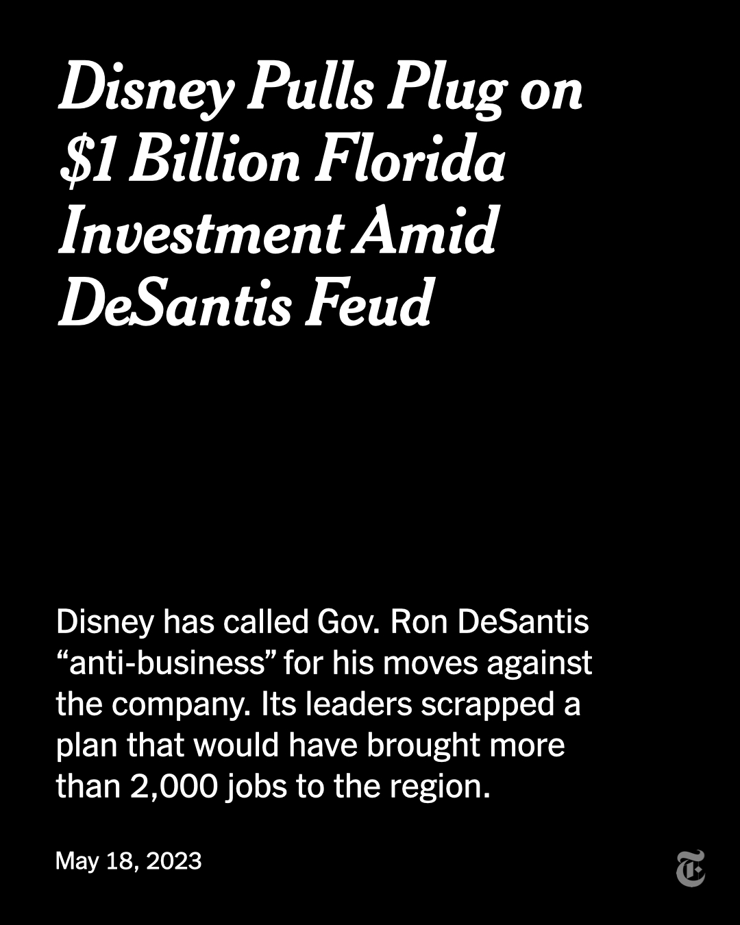 Disney Pulls Plug on $1 Billion Development in Florida