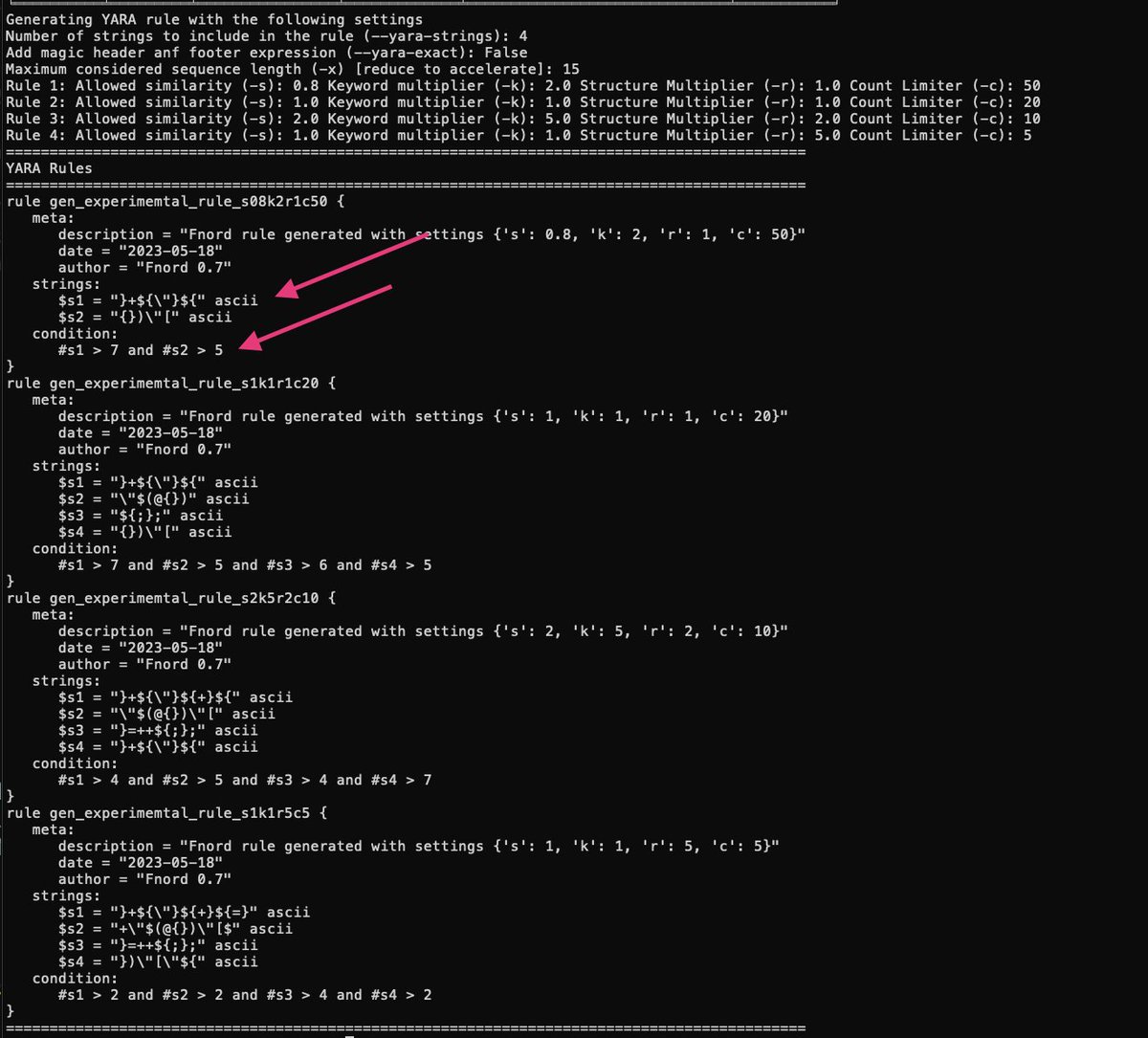 Remember that you can use my tool 'fnord' to extract recurring patterns from obfuscated code (including binary / non-ascii sequences)

It also auto-generates some #YARA rules that you can review and test

github.com/Neo23x0/Fnord