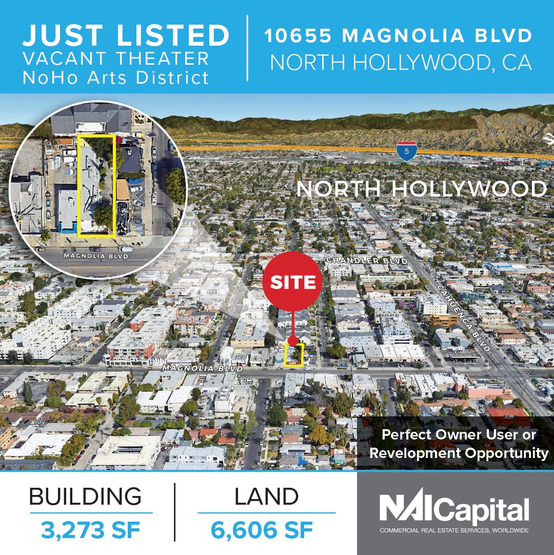 Vacant 36+ seat theater situated on a 6,606 SF lot zoned C4-1-CA.
#OpportunityZone, #EnterpriseZone, and #Tier1 #TOC. 
Great #mixeduse #redevelopment opportunity.
Reach out for a full OM. rzaharia@naicapital.com
#NohoArtsdistrict #commercialRE #development