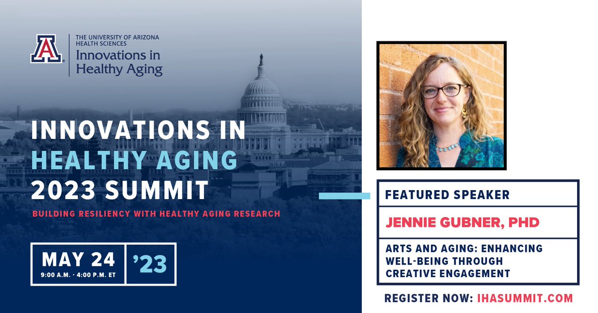 We can't wait to share this research by @jenniegubner of @UAZMusic ! Join us next Wednesday in DC or online to learn how the arts and humanities are contributing to healthy aging at @UArizona . Learn more and register at buff.ly/3BLVSMB