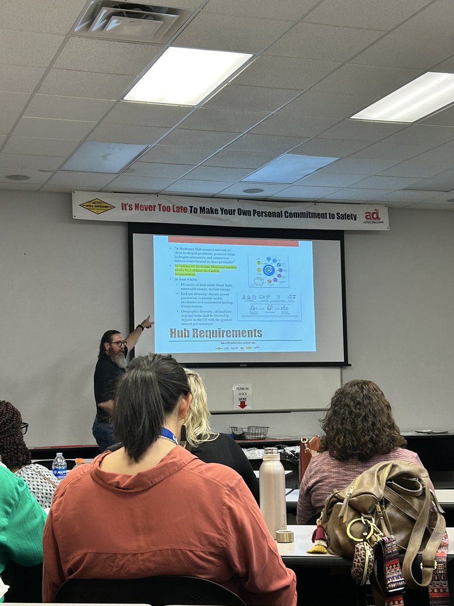 At Aztec Wells Drilling in Farmington listening to Jason Sandoval on energy in NM, right now on hydrogen hub. Fascinating. #leadeshipnM #nmsu