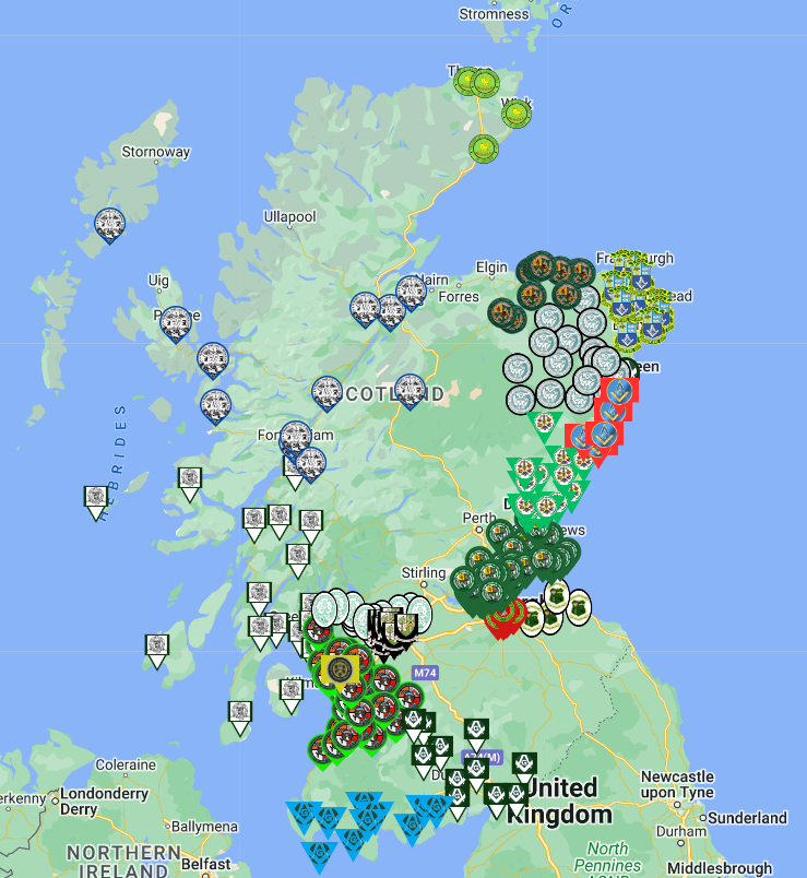 MasonicMap's tweet photo. Most recent updates, provinces under @ScotsMasons ;
Fife and Kinross
Forfarshire
Galloway
Glasgow
Inverness-Shire
Kilwinning
Kincardine-shire
As always please check your own lodge on the map for accuracy, and let me know any errors.
#Freemasons #MasonicMap https://t.co/K3QHPNBiDk