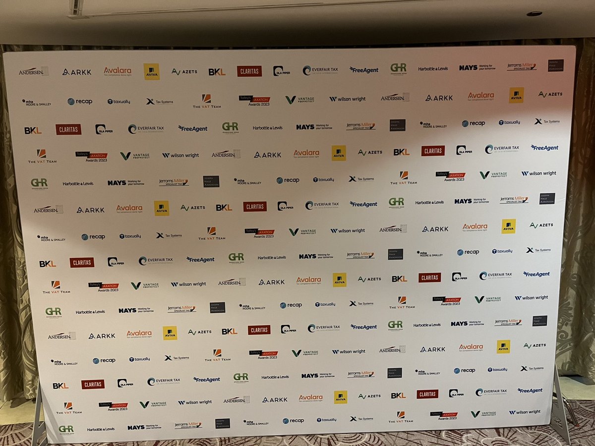 Looking forward to a fantastic evening! Thank you to all our sponsors: <a href="/tax_systems/">Tax Systems</a>, <a href="/AndersenUK/">Andersen in The United Kingdom</a>, <a href="/AzetsUK/">Azets UK</a>, <a href="/VantageFP/">Vantage Fee Protect</a>, <a href="/avalara/">Avalara</a>, <a href="/freeagent/">FreeAgent</a>, <a href="/BKLtweets/">BKL</a>  ... #TaxAwards2023