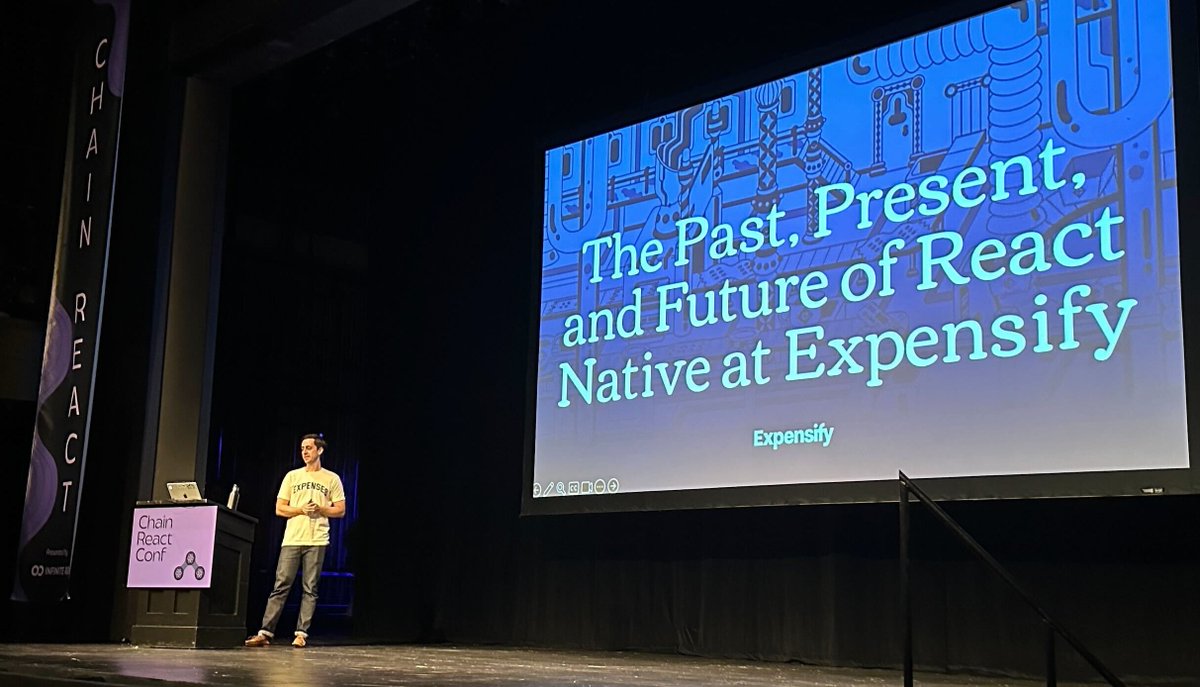 expensify's tweet image. 👋 We're at @ChainReactConf today in the Portland Armory. Come say hello and pick up some new swag. Our own @AndrewGable on the main stage! #CommunityThroughCode #ReactNative