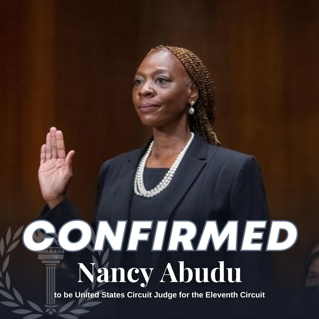 Senate Judiciary Committee on Twitter: "CONFIRMED: Nancy Abudu to the Eleventh Circuit. She's spent a majority of her career as a civil rights lawyer defending the rights of all Americans, and she