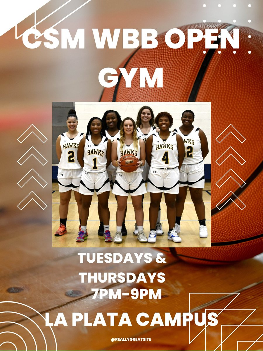 Women’s basketball open gym tonight! CSM LaPlata Campus! Pull up 🏀🏀🏀