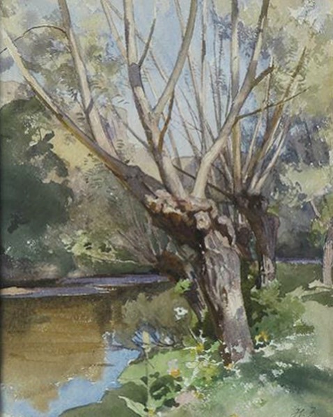 henri_zuber's tweet photo. Saule en bord de rivière - H. Zuber - Aquarelle 32 x 24 - Coll. part. #henrizuber https://t.co/RPDj3q5KpG