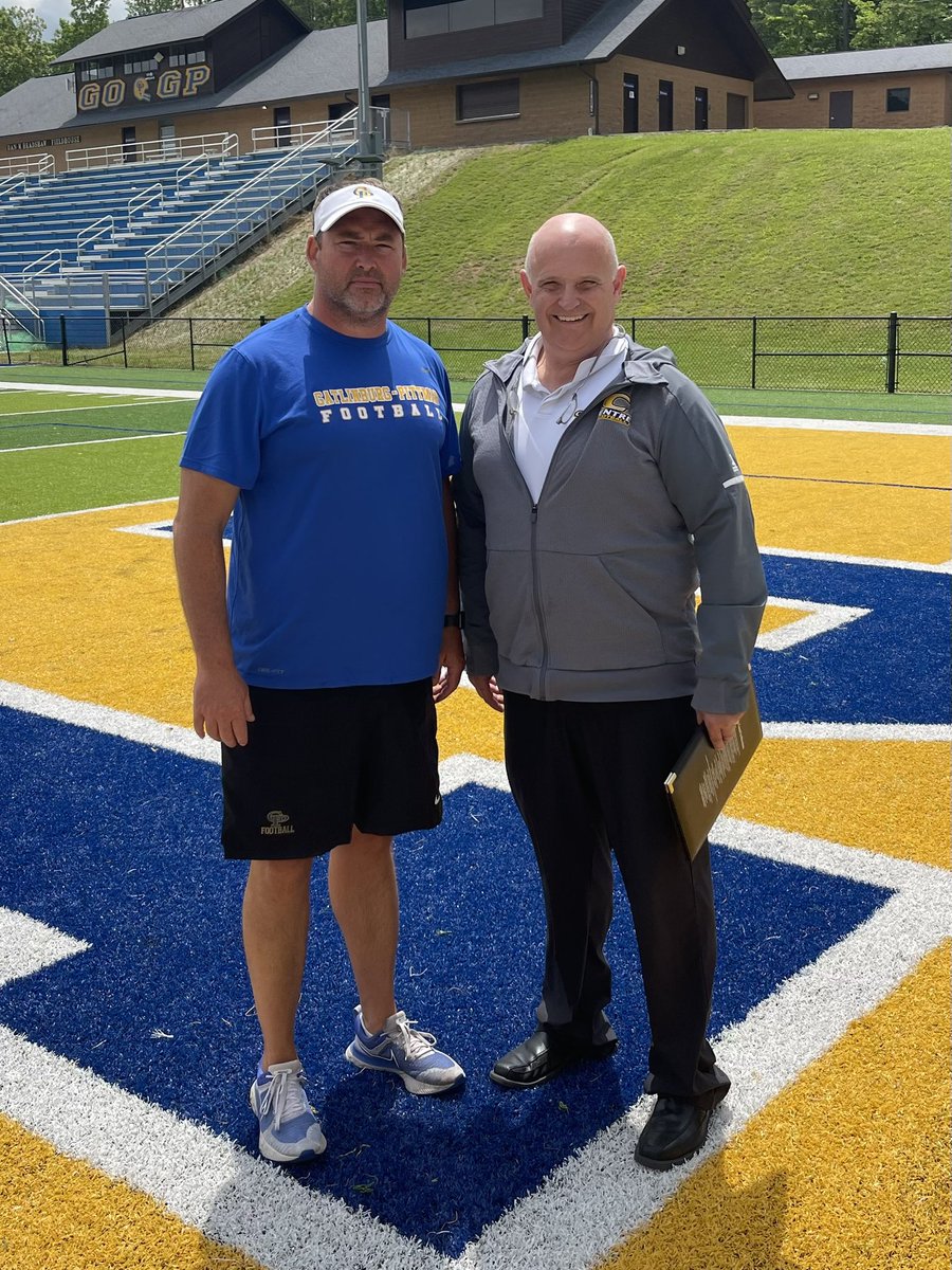 Great having Coach @RickFoxFB from @CentreFootball here on The Mountain today recruiting our Highlanders… #WeAreGP #HighlandersPlayOnSaturday