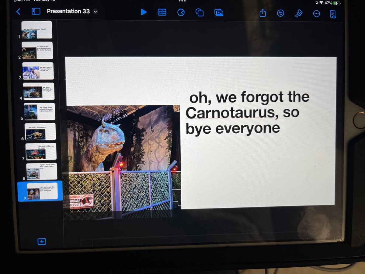 We love when storytelling, passion and iPads meet, and the result is an amazing retell of #JurassicWorldLiveTour that is enjoyable for your student! #WinWinWin @GEDSB @JH_Jayhawks #AutismAwareness