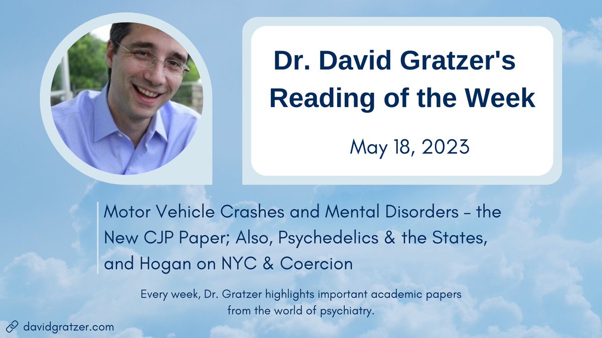 UofTPsychiatry (@uoftpsych) on Twitter photo An unwell patient insists that he can still drive his car. Should he be reported to the Ministry of Transportation? <a href="/DavidGratzer/">David Gratzer</a> explores this difficult question plus legislation for psychedelic drugs & coercion and care in the latest #ReadingOfTheWeek bit.ly/3ME2wKZ An unwell patient insists that he can still drive his car. Should he be reported to the Ministry of Transportation? <a href="/DavidGratzer/">David Gratzer</a> explores this difficult question plus legislation for psychedelic drugs & coercion and care in the latest #ReadingOfTheWeek bit.ly/3ME2wKZ
