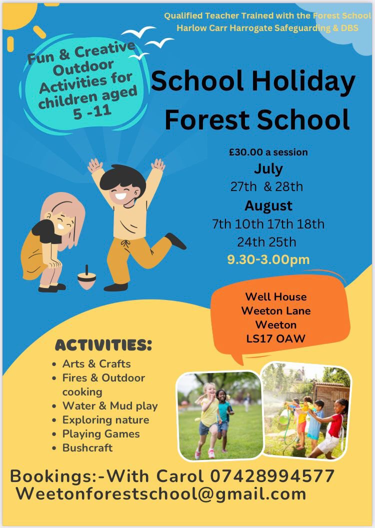If you are looking for someone to help tire out your kids this summer then check out my Mum’s forest school, she’s brilliant and your kids will have a great time! Parents in Wharfedale and Harrogate area…