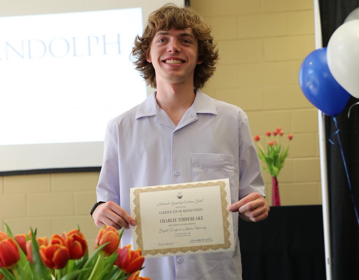 Congratulations to 13 Seniors who were recognized for their accomplishments and commitment to continue in visual or performing arts in college as a major, minor, or in their free time at Randolph’s Fine Arts Signing Day, sponsored by the Huntsville Symphony Orchestra Guild.