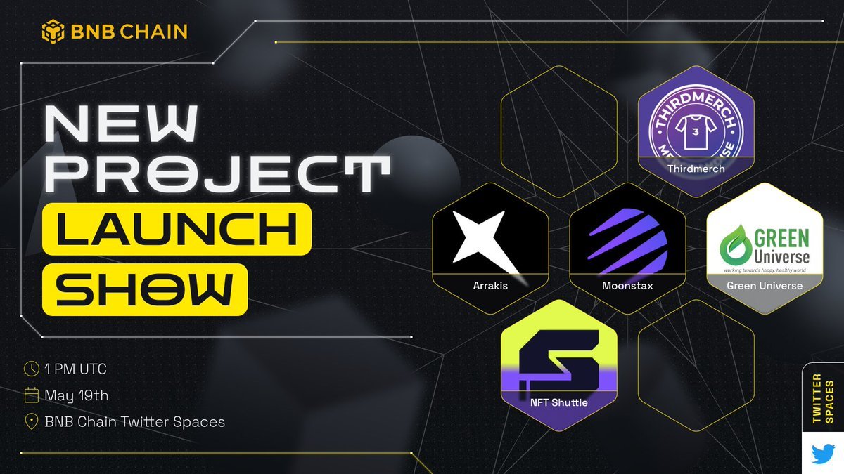 BNBCHAIN's tweet image. Are these projects the future of BNB Chain? 🤔

Meet the latest dApps on our blockchain and learn about their exciting work! 

Let&apos;s close out the week strong and set a reminder at the link below.

📅 Friday, May 19th
🕐 1:00pm UTC
📌