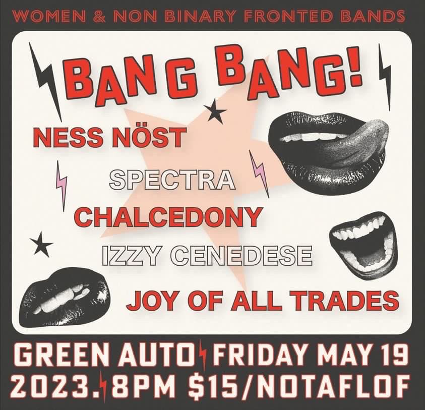 spectraband97's tweet image. Playing this BAD ASS show at Green Auto TOMORROW NIGHT! Bring your friends, your dog, your grandma, and your goldfish. All welcome! 🤘🏻😎

#spectra #bangbang #greenauto #vancouver #vancouverpunk #vancouverband #femme #nonbinary #female #band #rockshow #diy #YVR #yvrpunk